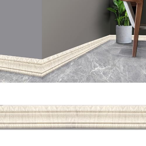 3D-Dekorkantenstreifen – selbstklebende, wasserdichte Wandverkleidung – 4,6 m lange Sockelleiste aus XPE-Schaum in 13 Farben, 1 Stück(Beige) von CHAOMIN