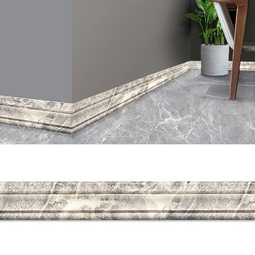 3D-Dekorkantenstreifen – selbstklebende, wasserdichte Wandverkleidung – 4,6 m lange Sockelleiste aus XPE-Schaum in 13 Farben, 1 Stück(Black and white) von CHAOMIN