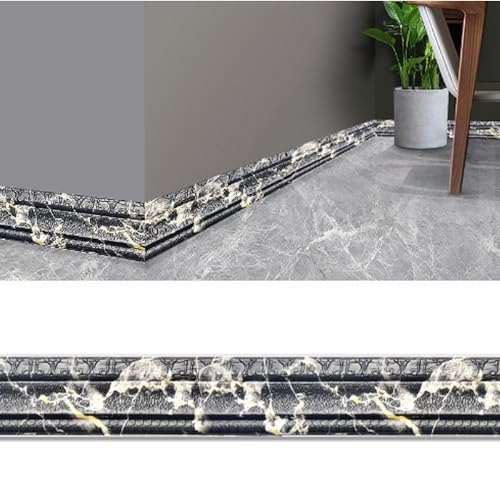 3D-Dekorkantenstreifen – selbstklebende, wasserdichte Wandverkleidung – 4,6 m lange Sockelleiste aus XPE-Schaum in 13 Farben, 1 Stück(Black gold) von CHAOMIN