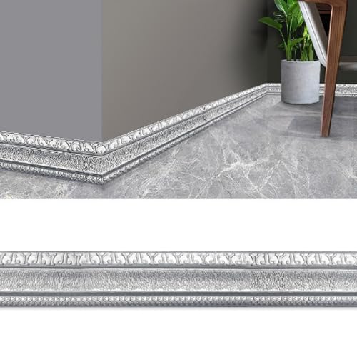 3D-Dekorkantenstreifen – selbstklebende, wasserdichte Wandverkleidung – 4,6 m lange Sockelleiste aus XPE-Schaum in 13 Farben, 1 Stück(Gray) von CHAOMIN