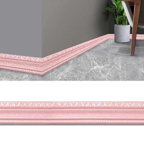 3D-Dekorkantenstreifen – selbstklebende, wasserdichte Wandverkleidung – 4,6 m lange Sockelleiste aus XPE-Schaum in 13 Farben, 1 Stück(Pink) von CHAOMIN