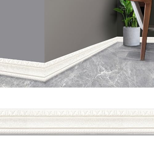 3D-Dekorkantenstreifen – selbstklebende, wasserdichte Wandverkleidung – 4,6 m lange Sockelleiste aus XPE-Schaum in 13 Farben, 1 Stück(White) von CHAOMIN
