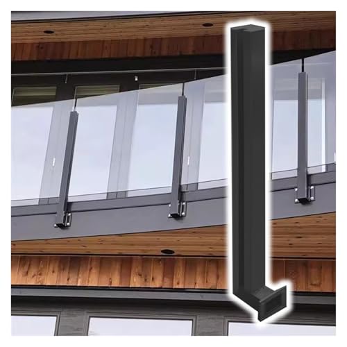 Endpfosten for Glasgeländer mit seitlicher Montage aus Edelstahl 304 mit schwarzer Klemme for 10–12 mm starke Platten – ideal for Balkone und Treppen(115cm/45.3in Right End Post) von CHAOMIN