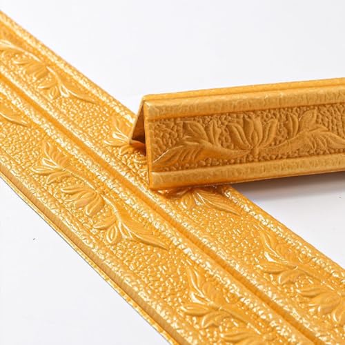 Selbstklebende, wasserdichte Sockelleiste – 4,6 m Wandaufkleber aus PE-Schaum for die Inneneinrichtung, einfach zu installieren und zu reinigen, 1 Stück(Gold,W12cm) von CHAOMIN