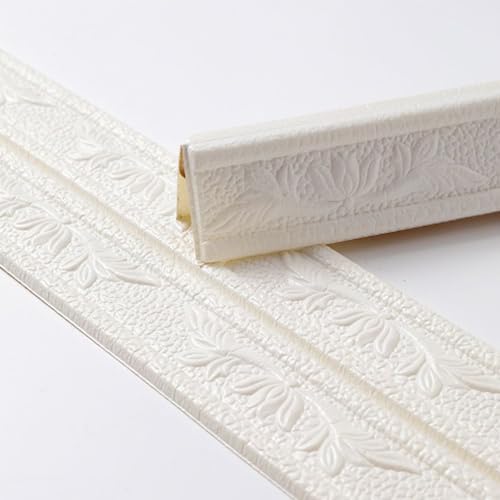 Selbstklebende, wasserdichte Sockelleiste – 4,6 m Wandaufkleber aus PE-Schaum for die Inneneinrichtung, einfach zu installieren und zu reinigen, 1 Stück(White,W12cm) von CHAOMIN