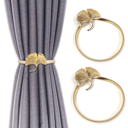 2 Stück Vorhang Haken Raffhalter Vorhänge Gardinen Zubehör Vorhang Raffhalter Gardinenklammern Schnallen Holdbacks Halter Haken Clip für Zuhause Schlafzimmer Büro Dekorativer（Gold） von CHAOTEMAI