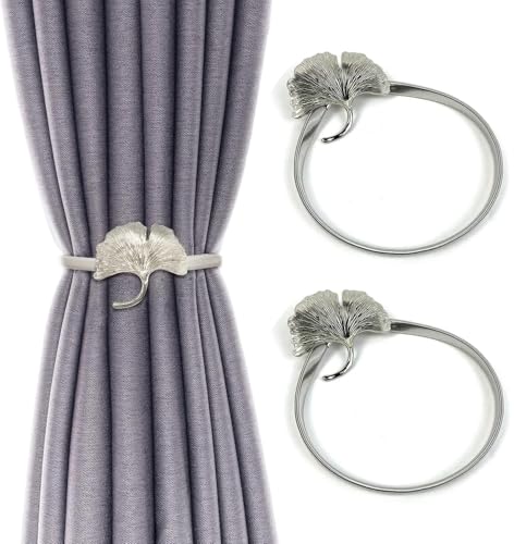 2 Stück Vorhang Haken Raffhalter Vorhänge Gardinen Zubehör Vorhang Raffhalter Gardinenklammern Schnallen Holdbacks Halter Haken Clip für Zuhause Schlafzimmer Büro Dekorativer（Silber） von CHAOTEMAI