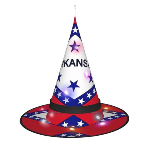 CHARMERM Beleuchteter Hexenhut mit LED-Lichtern und Arkansas-Flagge für Damen CHARMERM Beleuchteter Hexenhut mit LED-Lichtern und Arkansas-Flagge für Damen von CHARMERM