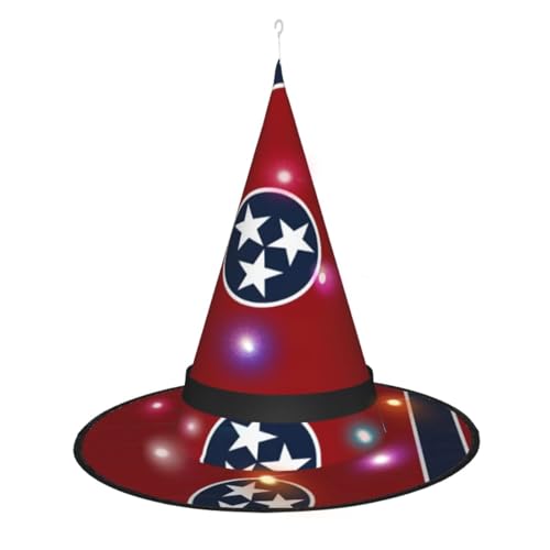 CHARMERM Damen Hexenhut mit LED-Lichtern und Tennessee Staatenflagge CHARMERM Damen Hexenhut mit LED-Lichtern und Tennessee Staatenflagge von CHARMERM