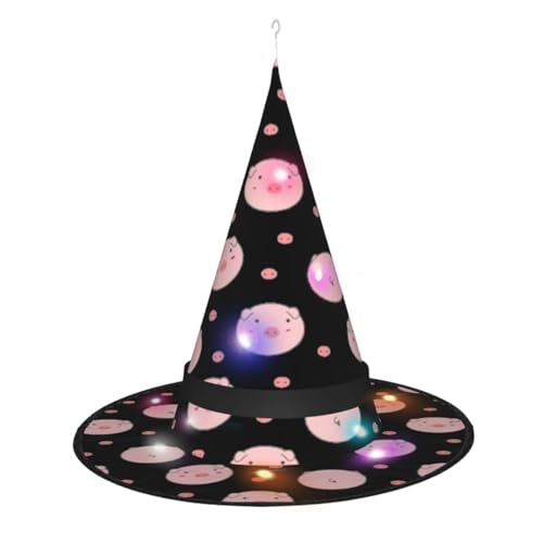 CHARMERM Halloween Hexenhüte Puderschweinchen mit LED-Lichtern, Hexenhut für Damen CHARMERM Halloween Hexenhüte Puderschweinchen mit LED-Lichtern, Hexenhut für Damen von CHARMERM