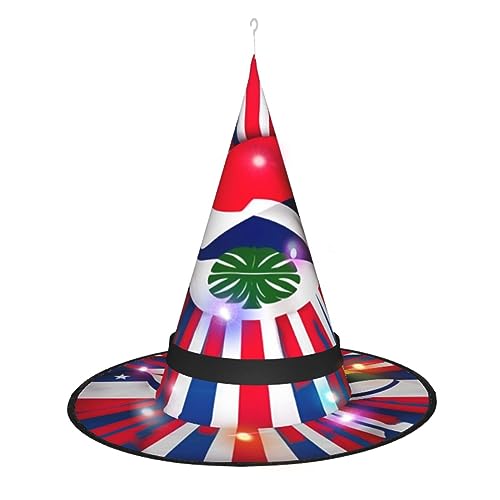 CHARMERM Halloween Hexenhüte mit LED-Lichtern - Leuchtende Hexenhut für Damen - Costa Rica Flagge von CHARMERM