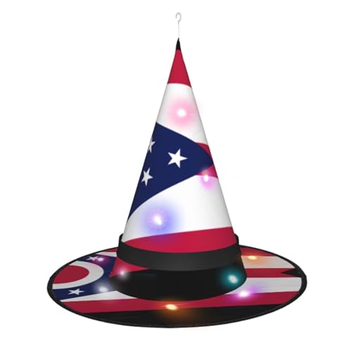 CHARMERM Hexenhut mit LED-Lichtern für Damen mit Ohio Staatflagge CHARMERM Hexenhut mit LED-Lichtern für Damen mit Ohio Staatflagge von CHARMERM