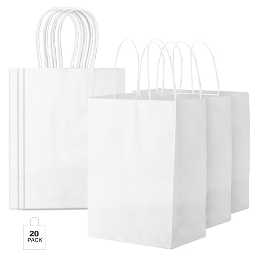 CHARMGIFTBOX 20 Stück 15 x 21 x 8 cm Weiß Papiertüten mit Henkel, Geschenktüten für Ostern, kleine süße Tüten für Kinder- und Erwachsenenpartys, Geburtstage, Hochzeiten, Babypartys CHARMGIFTBOX 20 Stück 15 x 21 x 8 cm Weiß Papiertüten mit Henkel, Geschenktüten für Ostern, kleine süße Tüten für Kinder- und Erwachsenenpartys, Geburtstage, Hochzeiten, Babypartys von CHARMGIFTBOX