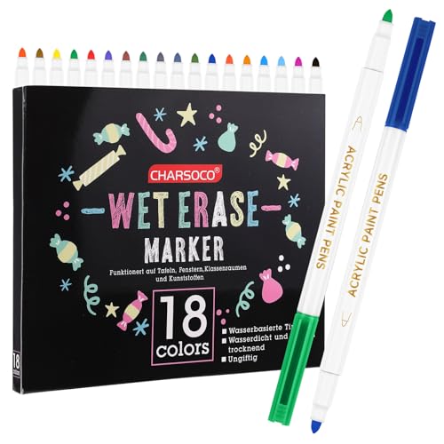 CHARSOCO Acrylstifte für Steine Wasserfest, 18 Farben Acrylfarbstift-Set, 0.7mm Bemalen Stifte, für Stein, Whiteboards, Glas, Keramik, Leinwand usw CHARSOCO Acrylstifte für Steine Wasserfest, 18 Farben Acrylfarbstift-Set, 0.7mm Bemalen Stifte, für Stein, Whiteboards, Glas, Keramik, Leinwand usw von CHARSOCO
