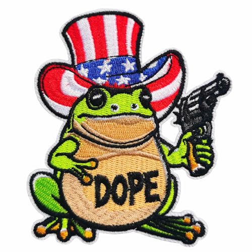 CHBROS Amerikanischer Hut Frosch mit Pistole bestickte Aufnäher, lustige Tier-Aufnäher, Applikation, zum Aufbügeln oder Aufnähen auf Kleidung, Jacken, T-Shirts, Rucksäcke, Mützen usw CHBROS Amerikanischer Hut Frosch mit Pistole bestickte Aufnäher, lustige Tier-Aufnäher, Applikation, zum Aufbügeln oder Aufnähen auf Kleidung, Jacken, T-Shirts, Rucksäcke, Mützen usw von CHBROS