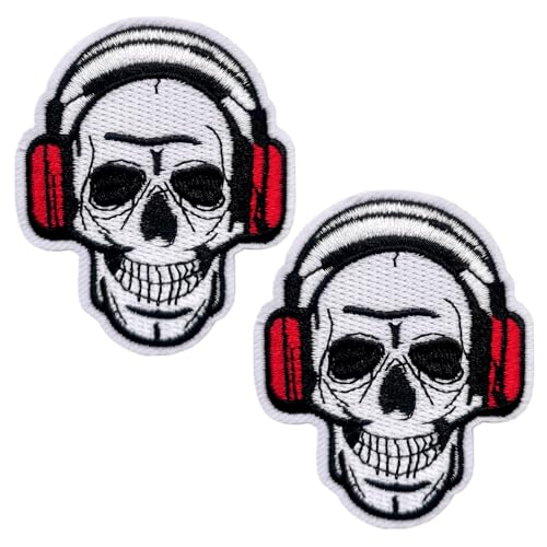 CHBROS Aufnäher mit Totenkopfband, bestickt, zum Aufbügeln oder Aufnähen auf Kleidung, Jacken, T-Shirts, Rucksäcke, 2 Stück CHBROS Aufnäher mit Totenkopfband, bestickt, zum Aufbügeln oder Aufnähen auf Kleidung, Jacken, T-Shirts, Rucksäcke, 2 Stück von CHBROS