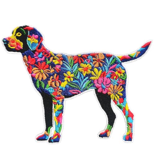 CHBROS Bestickte Aufnäher mit Hund und bunten Blumen, Tier-Aufnäher, zum Aufbügeln oder Aufnähen auf Kleidung, Jacken, T-Shirts, Rucksäcke, Mützen usw CHBROS Bestickte Aufnäher mit Hund und bunten Blumen, Tier-Aufnäher, zum Aufbügeln oder Aufnähen auf Kleidung, Jacken, T-Shirts, Rucksäcke, Mützen usw von CHBROS