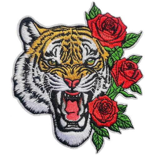 CHBROS Bestickte Aufnäher mit Tiger- und Rosenmotiv, zum Aufbügeln oder Aufnähen für Kleidung, Jacken, T-Shirts, Rucksäcke, Mützen usw CHBROS Bestickte Aufnäher mit Tiger- und Rosenmotiv, zum Aufbügeln oder Aufnähen für Kleidung, Jacken, T-Shirts, Rucksäcke, Mützen usw von CHBROS