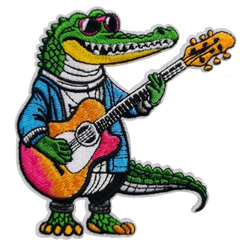 CHBROS Funny Crocodile Play The Guitar Embroidered Patches, Rock Music Animal Patches Applique, Iron on or Sew on Patches for Clothes, Jackets, T-Shirt, Backpacks, Caps.. CHBROS Funny Crocodile Play The Guitar Embroidered Patches, Rock Music Animal Patches Applique, Iron on or Sew on Patches for Clothes, Jackets, T-Shirt, Backpacks, Caps.. von CHBROS