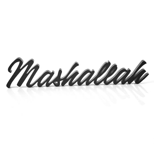 CHCAES Schwarz Mashallah Tisch Deko Holz Mashallah Ramadan Tischdeko für Islamische Geschenke Eid Mubarak Dekoration von CHCAES