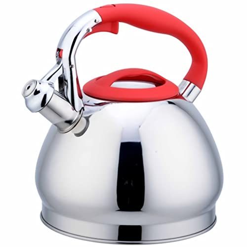 Flötenkessel aus Edelstahl für Herdplatte, 3 l, Warmwasserkessel, Küche, Herd, heißer Wasserkessel, Teekessel, Teekessel, Pfeife, Wasserkocher, Teekessel (schwarz) von CHCWR