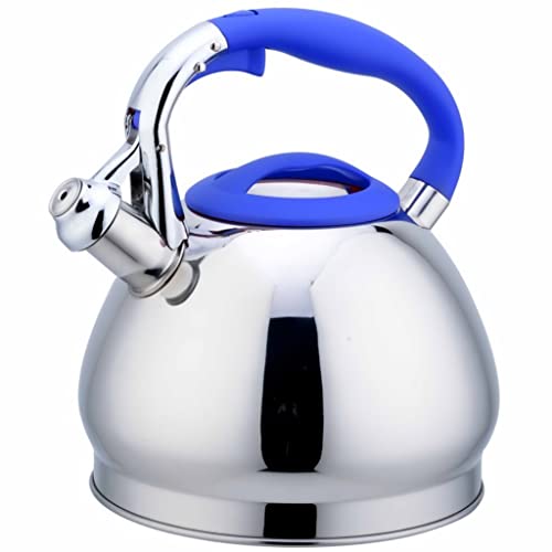 Flötenkessel aus Edelstahl für Herdplatte, 3 l, Warmwasserkessel, Küche, Herd, heißer Wasserkessel, Teekessel, Teekessel, Pfeife, Wasserkocher, Teekessel (schwarz) von CHCWR