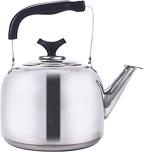 Flötenkessel aus Edelstahl für Herdplatte, Teekanne mit ergonomischem Griff, Gasherd, Teekessel, Teekanne, Pfeife, Teekessel (6 l) von CHCWR