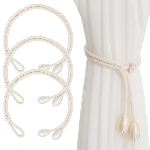 4 Stück Vorhang Raffhalter, Raffhalter für Vorhänge, Seil Curtain Rope Buckle, Handgestrickte Baumwolle Gardinen Raffhalter, Vorhangbinder, Gardinen Raffhalter für Haus Office, Wohnzimmer 4 Stück Vorhang Raffhalter, Raffhalter für Vorhänge, Seil Curtain Rope Buckle, Handgestrickte Baumwolle Gardinen Raffhalter, Vorhangbinder, Gardinen Raffhalter für Haus Office, Wohnzimmer von CHDZSW