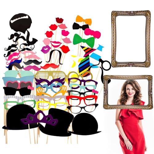 59 Stück Fotobox Accessoires, Foto Requisiten und aufblasbarer Rahmen Fotoautomat, Fotobox Accessoires Hochzeit, Geburtstag Und Partys, Für Erwachsene Und Kinder Können Es Nutzen 59 Stück Fotobox Accessoires, Foto Requisiten und aufblasbarer Rahmen Fotoautomat, Fotobox Accessoires Hochzeit, Geburtstag Und Partys, Für Erwachsene Und Kinder Können Es Nutzen von CHDZSW