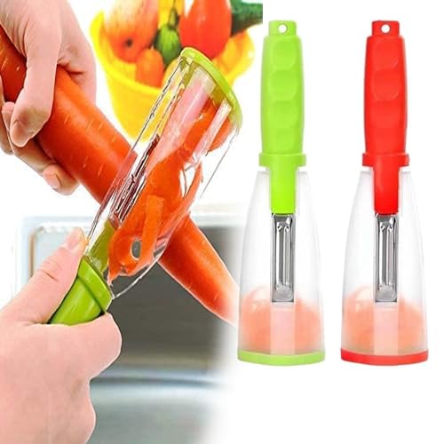 CHEFFS 2 Stück Aufbewahrungsschäler für Gemüse, Sparschäler mit Gemüse Aufbewahrungsbox, Universalschäler für Obst und Gemüse, Kartoffelschäler, Multifunktionaler Sparschäler für Kartoffel von CHEFFS