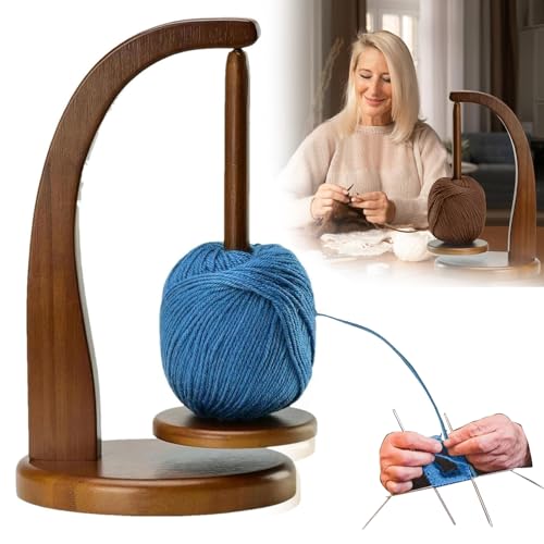 CHEFFS Wollabwickler, Magnetischer Wollknäuelhalter, Wollhalter Rotierender, Garnhalter, Holzgarnspinner, rotierender Magnetischer Wollknäuelhalter, Häkelgeschenk Für Strickliebhaber (1,2) von CHEFFS