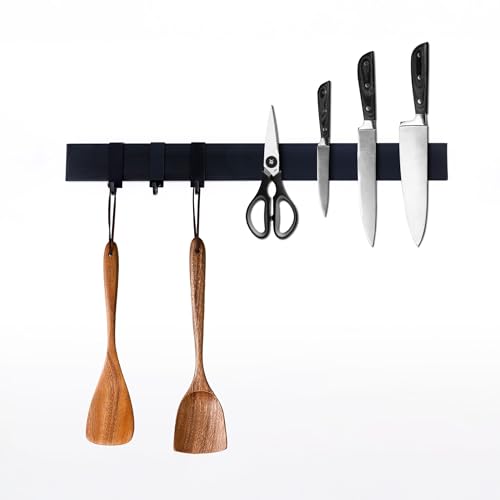 CHEFGASTRO Magnetleiste magnetische Messerleiste Messerhalter aus Metall, 4x40x1,5cm, mit 3 schwarzen Haken, Schwarz, extra stark magnetischer Messerstreifen, Messerblock, zum Kleben oder Schrauben CHEFGASTRO Magnetleiste magnetische Messerleiste Messerhalter aus Metall, 4x40x1,5cm, mit 3 schwarzen Haken, Schwarz, extra stark magnetischer Messerstreifen, Messerblock, zum Kleben oder Schrauben von CHEFGASTRO