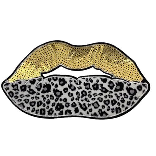 CHEFRU 5 Stück Leopard Gold Lippen Patches Nähen Auf Sequned Patch DIY Dekoration Patch Parches Bordados para La Ropa Wärme Etiketten auf Kleidung von CHEFRU