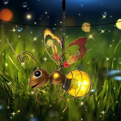CHENBOOW Bienen Deko Solarleuchte,Bienen Lichterketten,Solarlampen für Außen Garten,Hängende Lampen Solar Biene Tiere Lichter,Solar Hängende Biene Deko für Außen,für Garten,Hof,Balkon von CHENBOOW