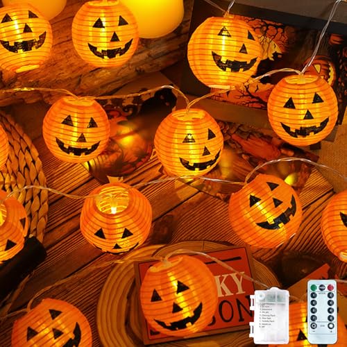 CHENBOOW Halloween Lichterkette,Dekorative Lichter 4m,Halloween Dekoration,Party Lichterkette,Kürbis Windlicht,Kürbis Lampion,Kürbislaterne,für Karneval,Fasching,Mottoparty,Allerheiligen von CHENBOOW