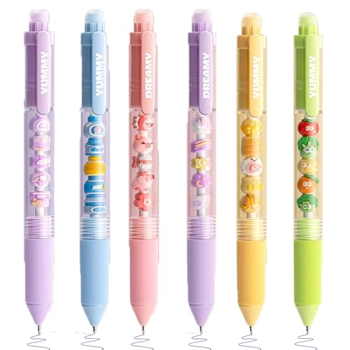 CHENBOOW Radierbarer Kugelschreiber,6 Stück Radierbare Stifte,Stifte Radierbar,Cartoon Erasable Pen,Niedliche Einziehbare Tintenstifte,Kugelschreiber Radierbar,Kugelschreiber Tintenroller Radierbar von CHENBOOW