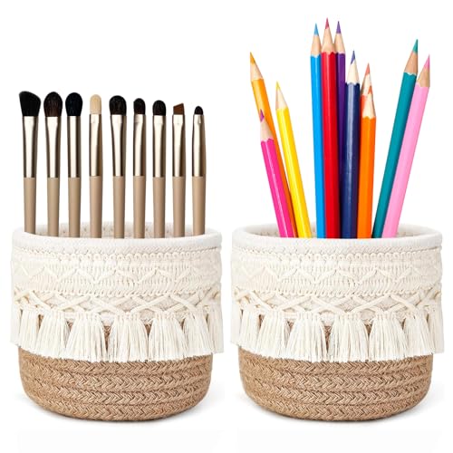 CHENGCKJ 2 Stück Pinselhalter Kosmetik Körbe Aufbewahrung 10 cm x 10 cm Kosmetikpinsel Behälter Schreibtisch Organizer mit Quasten Korb Geflochten für Kammpinsel Stifte Bleistiftbox Behälter CHENGCKJ 2 Stück Pinselhalter Kosmetik Körbe Aufbewahrung 10 cm x 10 cm Kosmetikpinsel Behälter Schreibtisch Organizer mit Quasten Korb Geflochten für Kammpinsel Stifte Bleistiftbox Behälter von CHENGCKJ