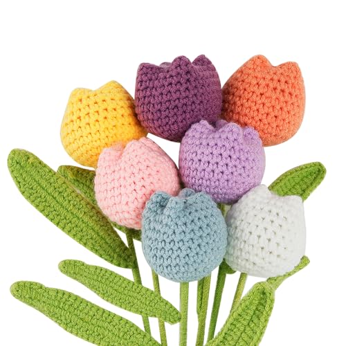 CHENGCKJ 7 Stück Gehäkelte Blumen Künstliche Tulpen Häkel Blumenstrauß Gestrickte Kunstpflanzen wie Echt Handgemachte Häkelblumen als Geschenk für Mama Freunde Zuhause Büro Vase Deko CHENGCKJ 7 Stück Gehäkelte Blumen Künstliche Tulpen Häkel Blumenstrauß Gestrickte Kunstpflanzen wie Echt Handgemachte Häkelblumen als Geschenk für Mama Freunde Zuhause Büro Vase Deko von CHENGCKJ