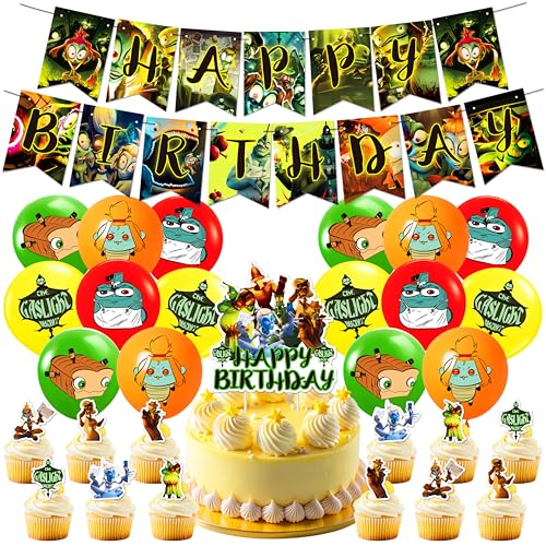 30PCS Gas-light Geburtstag Party Gas-light Dekorationsset Geburtstagsparty Dekorationen Gas-light Happy Birthday Banner Torteneinlage Cupcake Topper Kinderthemenparty Luftballons von CHENGLI