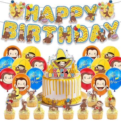 30PCS Monkey Geburtstag Party Dekoration Curious Dekorationsset Geburtstagsparty Dekorationen Happy Birthday Banner Torteneinlage Kinderthemenparty Luftballons Monkey Fans 30PCS Monkey Geburtstag Party Dekoration Curious Dekorationsset Geburtstagsparty Dekorationen Happy Birthday Banner Torteneinlage Kinderthemenparty Luftballons Monkey Fans von CHENGLI