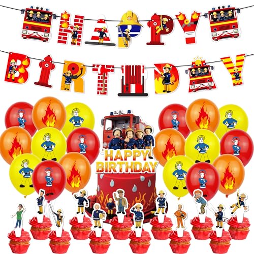 32 Stück Fireman Party Dekorationen,Fireman Themed Party Dekorationen Set,Happy Birthday Banner Kuchen-Toppers Latexballon Supplies für Geburtstag-Themenparty Birthday Deko 32 Stück Fireman Party Dekorationen,Fireman Themed Party Dekorationen Set,Happy Birthday Banner Kuchen-Toppers Latexballon Supplies für Geburtstag-Themenparty Birthday Deko von CHENGLI