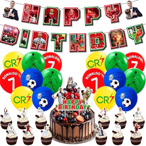 32 Stück Fußball-Stern-Geburtstags-Party-Dekorationen, Fußballstern-Partyzubehör mit Fußballstern-Ballon, Happy Birthday-Banner, Fußball-Stern-Kuchenaufsatz für Kinder 32 Stück Fußball-Stern-Geburtstags-Party-Dekorationen, Fußballstern-Partyzubehör mit Fußballstern-Ballon, Happy Birthday-Banner, Fußball-Stern-Kuchenaufsatz für Kinder von CHENGLI