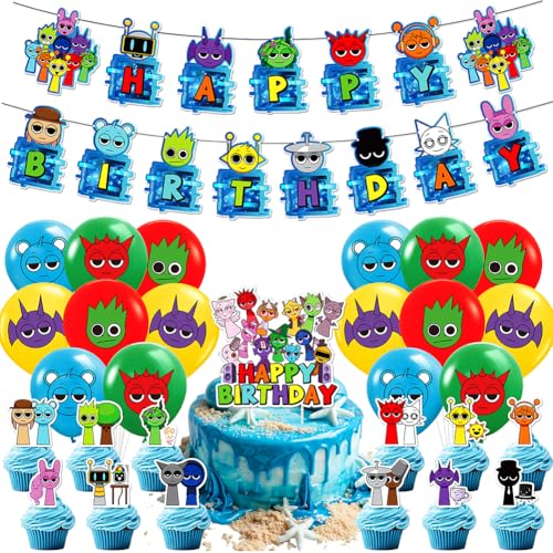 32PCS Sp-runki Geburtstag Party Sp-runki Dekorationsset Geburtstagsparty Dekorationen Sp-runki Happy Birthday Banner Torteneinlage Cupcake Topper Kinderthemenparty Luftballons 32PCS Sp-runki Geburtstag Party Sp-runki Dekorationsset Geburtstagsparty Dekorationen Sp-runki Happy Birthday Banner Torteneinlage Cupcake Topper Kinderthemenparty Luftballons von CHENGLI