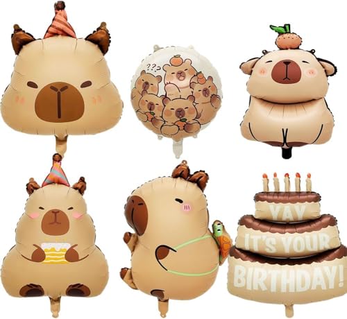 6 Stück Capybara Folienballons,Capybara Geburtstag Party Dekorationen, Capybara Geburtstag Luftballons, Capybara Party Ballons für Kinder Geburtstag Party Dekoration 6 Stück Capybara Folienballons,Capybara Geburtstag Party Dekorationen, Capybara Geburtstag Luftballons, Capybara Party Ballons für Kinder Geburtstag Party Dekoration von CHENGLI