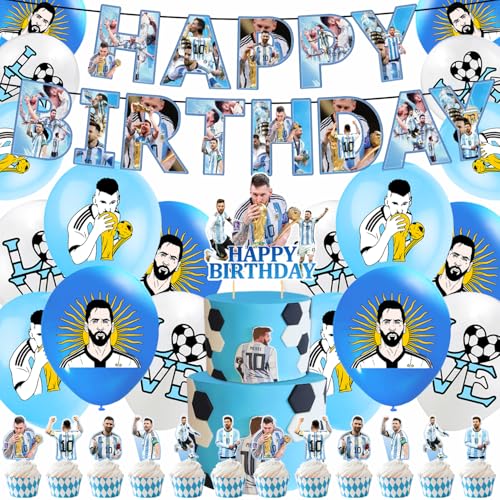 Fußball-Geburtstagsparty-Dekorationen, Fußball-Party-Zubehör mit Fußball-Stern-Ballon, Happy Birthday-Banner, Fußball-Stern-Kuchenaufsatz für Kinder, Fußballstar-Themen-Geburtstagsparty, 32 Stück Fußball-Geburtstagsparty-Dekorationen, Fußball-Party-Zubehör mit Fußball-Stern-Ballon, Happy Birthday-Banner, Fußball-Stern-Kuchenaufsatz für Kinder, Fußballstar-Themen-Geburtstagsparty, 32 Stück von CHENGLI