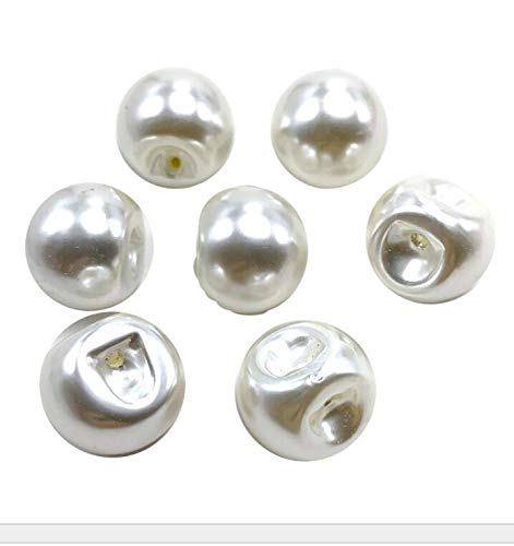 CHENGYIDA 100 Stück 15 mm Kunstperlenknöpfe für Kleider, Basteln, Nähen, Perlenknöpfe (beige) von CHENGYIDA