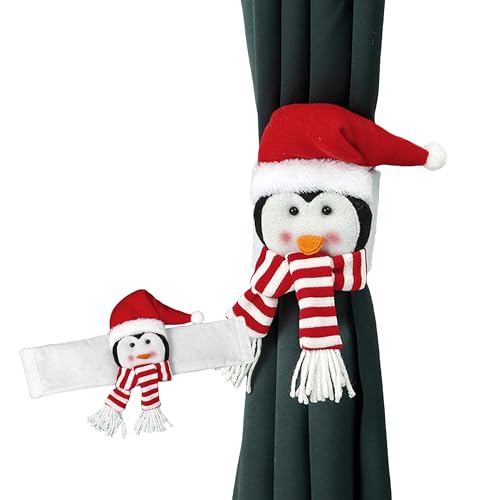CHENGZI Weihnachten 3D Vorhang Schnalle Cartoon Spielzeug Umarmung Schnalle Vorhang Tür Vorhang Schnalle Urlaub Fenster Szene Dekoration (Pinguin) von CHENGZI