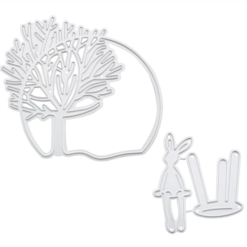 CHENJIN Kleine Baum-Hasen-Bordüre, Metall, Karbonstahl, Messer, Stanzformen, 9 x 8,1 cm, für Scrapbooking, Papier, Karten, Prägung, Album, Karton, DIY, Handwerk, Foto, dekorative Papierschablonen, 2 CHENJIN Kleine Baum-Hasen-Bordüre, Metall, Karbonstahl, Messer, Stanzformen, 9 x 8,1 cm, für Scrapbooking, Papier, Karten, Prägung, Album, Karton, DIY, Handwerk, Foto, dekorative Papierschablonen, 2 von CHENJIN