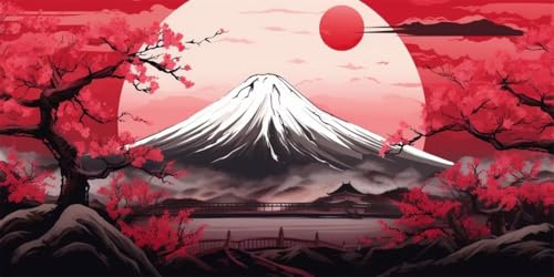 Diamond Painting Berg Fuji, 5D Diamond Painting Eckige Steine Groß XXL 60x120cm, DIY Diamant Painting Bilder Japan Diamant Malerei Cross Stitch Stickerei für Erwachsene, Haus Wanddekorationen (SQ12) von CHENLICXLF