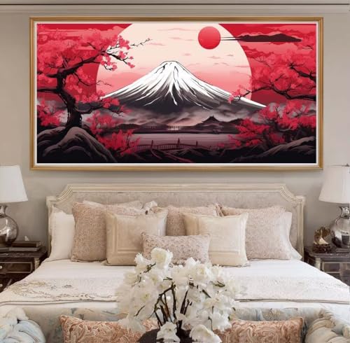Diamond Painting Berg Fuji XXL 60x120cm, 5D DIY Diamond Painting Erwachsene, Japan Diamant Painting Bilder Full Drill, Mosaikherstellung Basteln Erwachsene für Geschenk Zuhause Wand Dekoration (RD12) von CHENLICXLF